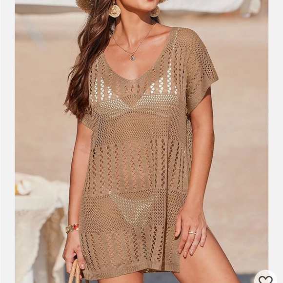 Other - Women's Tan Crochet Swim Coverup